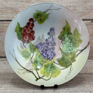 Tirschenreuth Germany Hand Painted Grape Porcelain Bowl Artist Signed Beth Mann